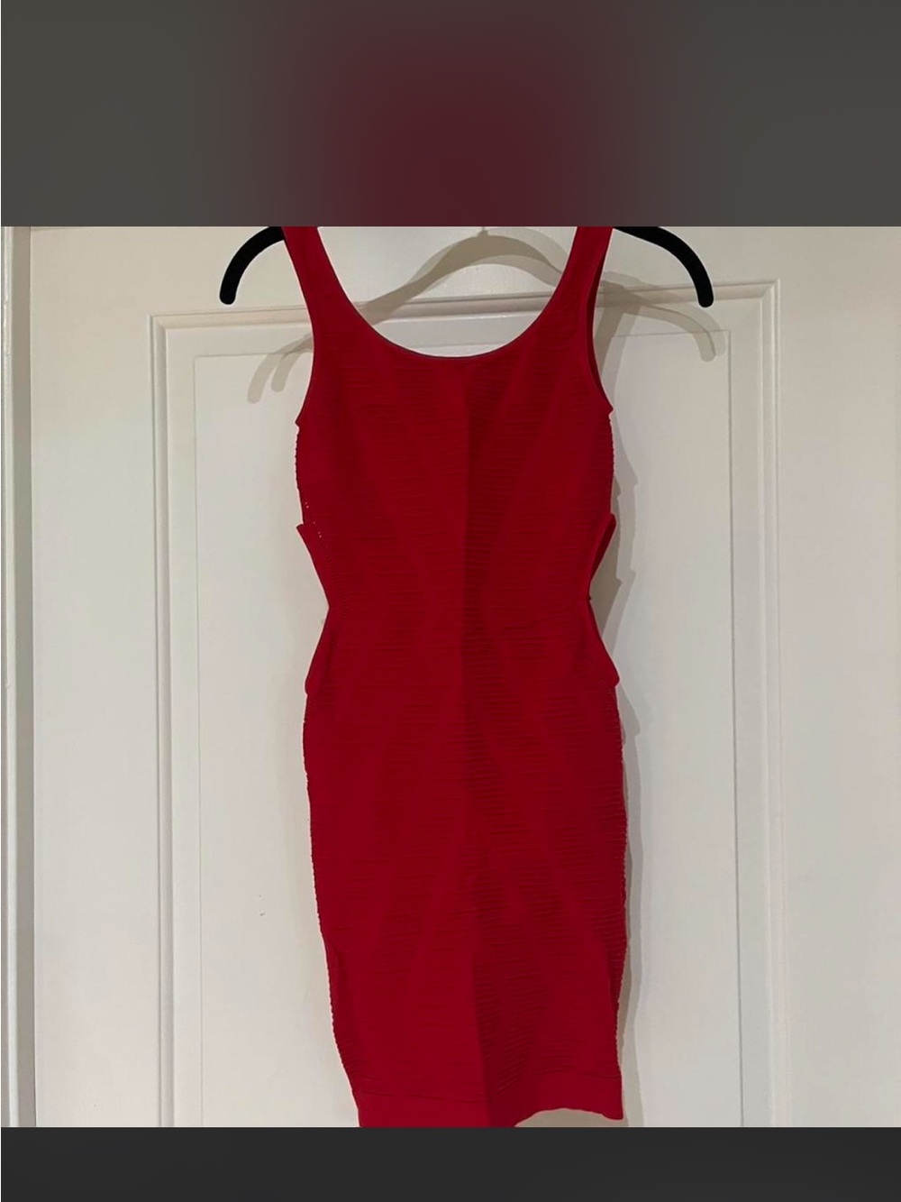 bebe Red Scoop-Neck Bodycon Mini Dress